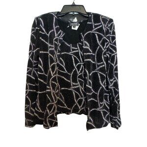 vintage Xscape By Joanna Chen Womens Two-Piece Jacket & Tank Set S Black Silver